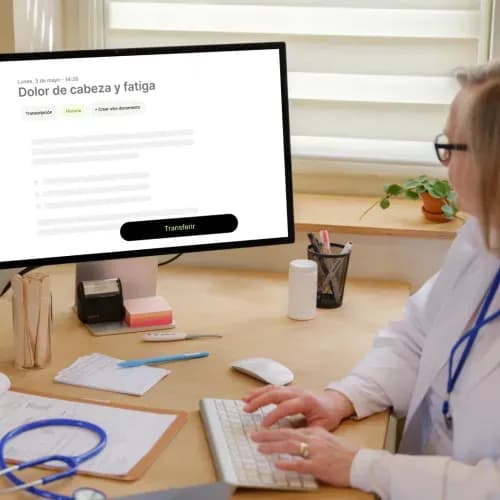 Clinician reviewing the note on a computer